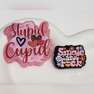 Acrylic Flatback Beads Valentine Stupid Cupid Spicy Single AF Badge Keychain
